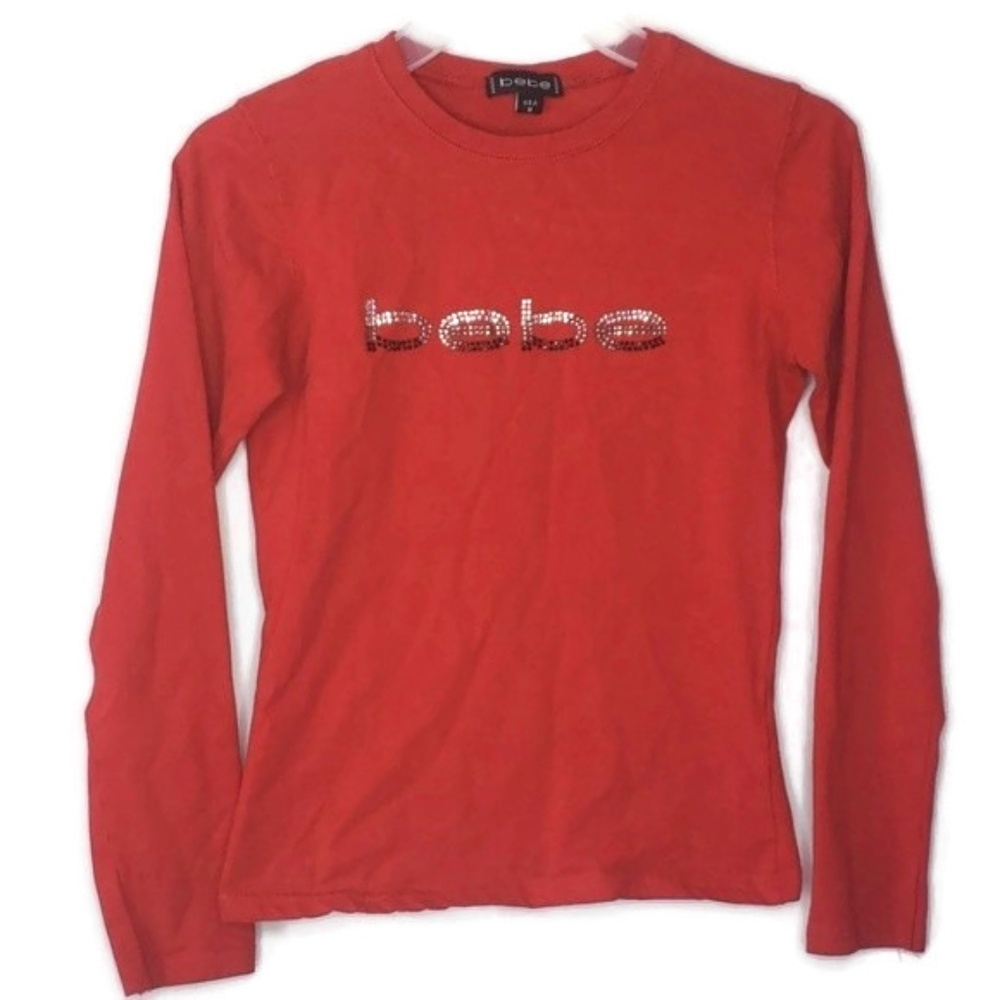 Bebe women long sleeve shirt size M red (A6)